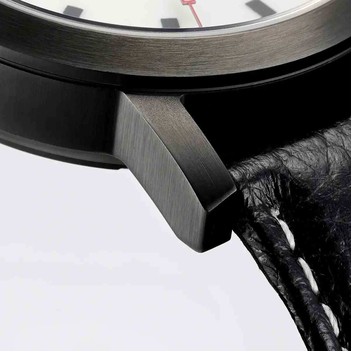 BERNY men's automatic luxury watch with brushed steel case and black leather strap