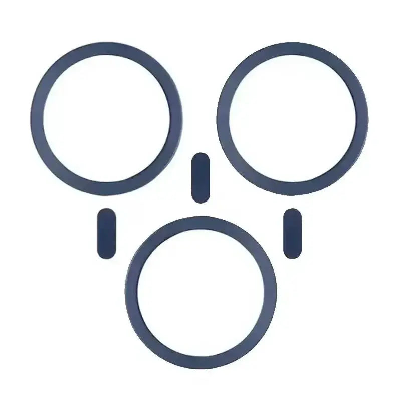 Metal plate sticker rings 3-pack in dark blue for MagSafe wireless chargers and magnetic car mounts, Simples Market