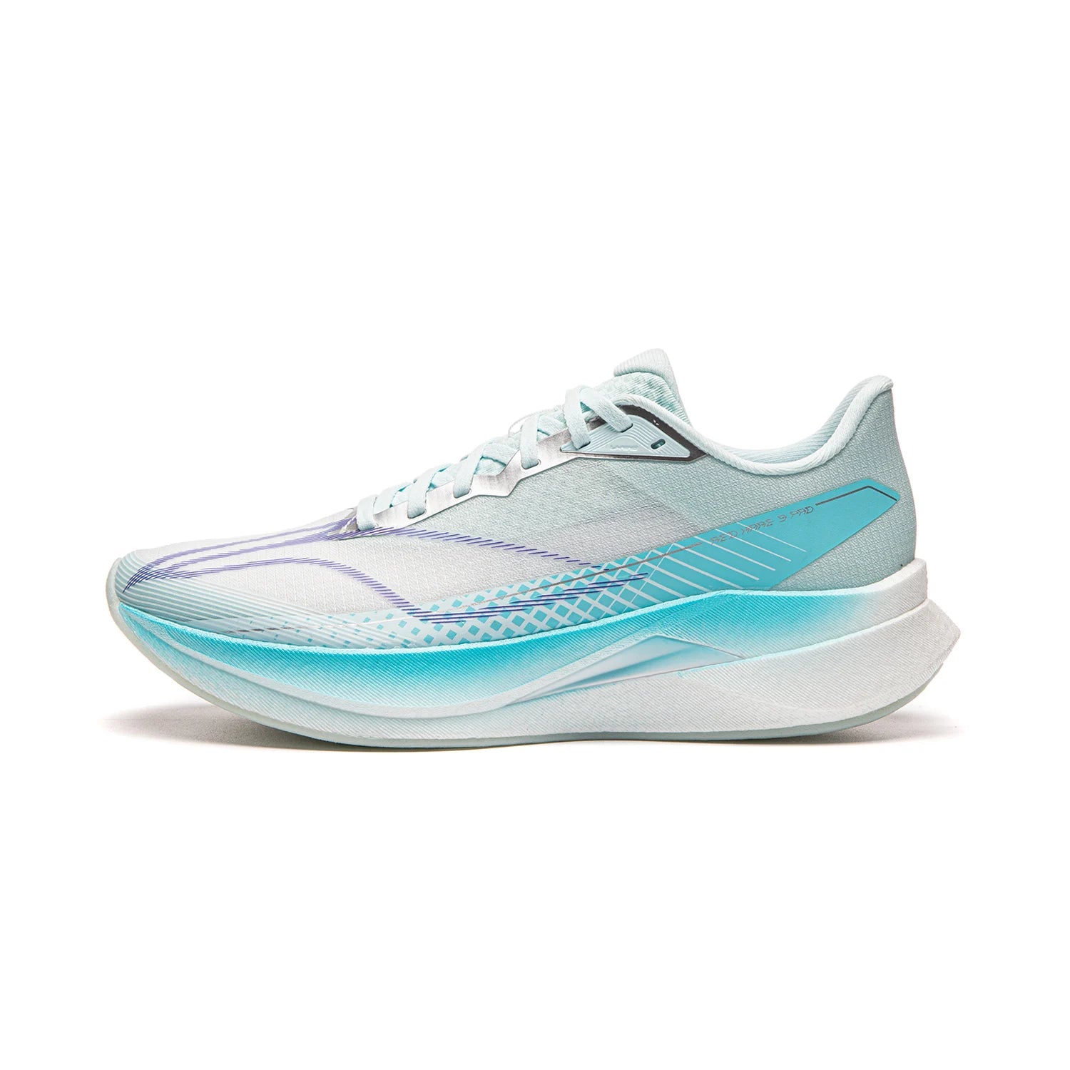 Li-Ning men's RED HARE 9 PRO racing running shoe in teal gradient with breathable upper and reflective accents