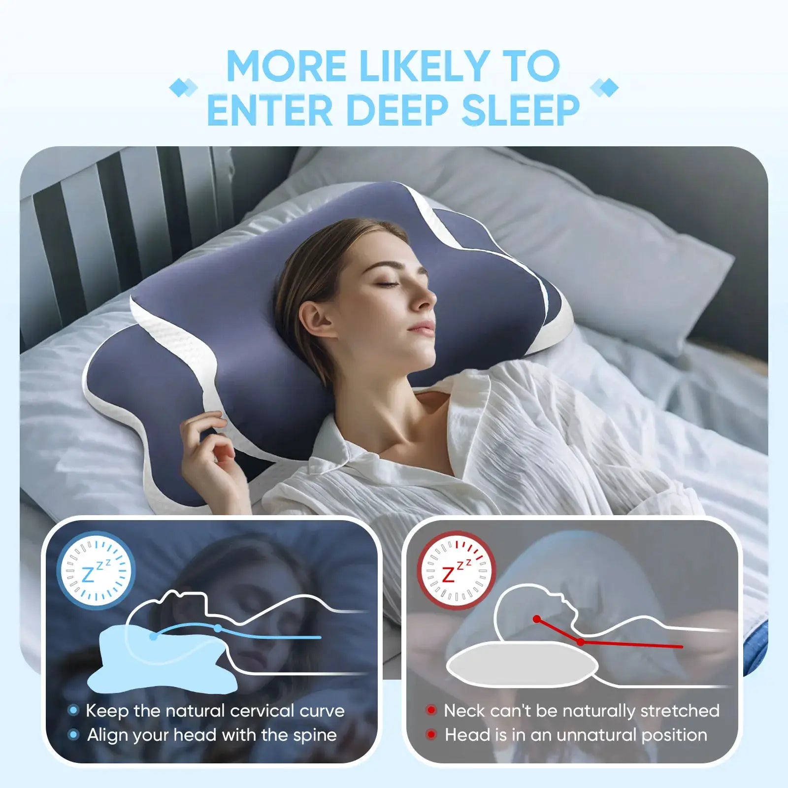 Memory Foam Cervical Pillow For Neck Pain Relief Contour Ergonomic Orthopedic Neck Support For Side Back Sleeper Gift