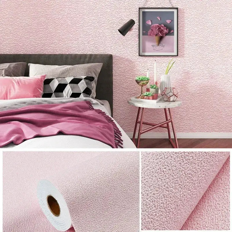 Linen 3D Foam pink self-adhesive wallpaper roll by Simples Market for walls
