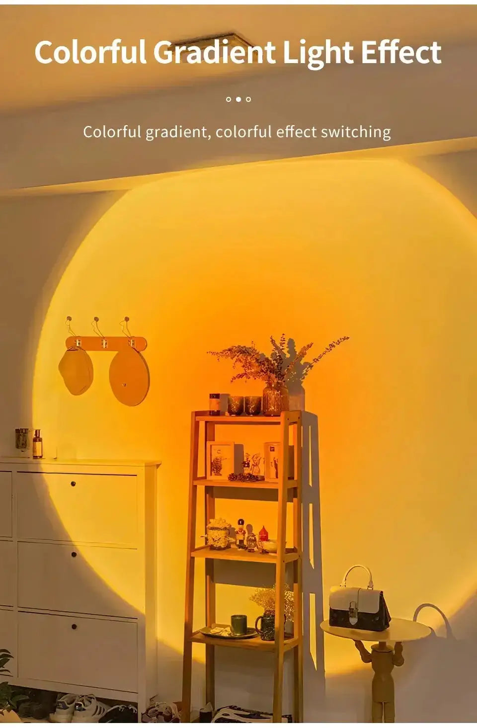 Smart RGB Gradient Wall Light with motion sensor; magnetic, rechargeable sunset lamp for bedroom and closet