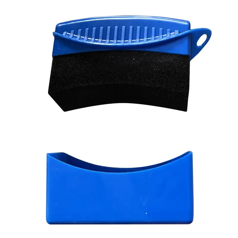 Car wheel detailing sponge brush with black foam and curved blue applicator pad, 2-piece set