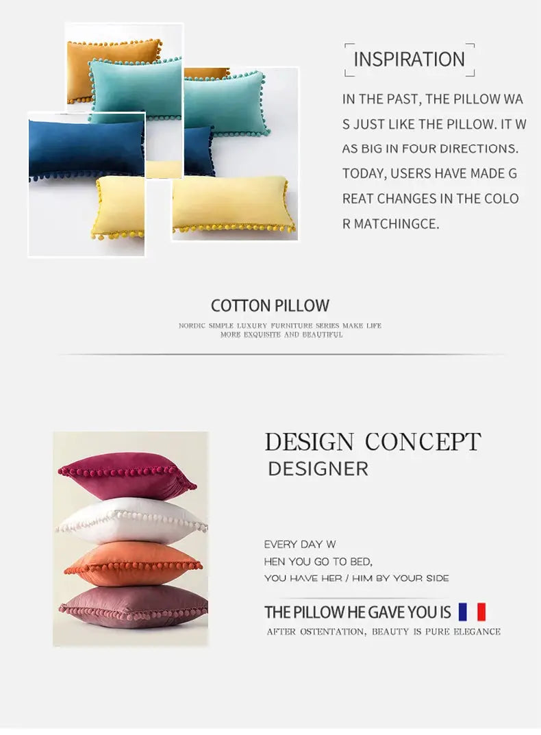 Velvet cushion covers set by Simples Market with tassel fringe in teal, blue, mustard, and navy.