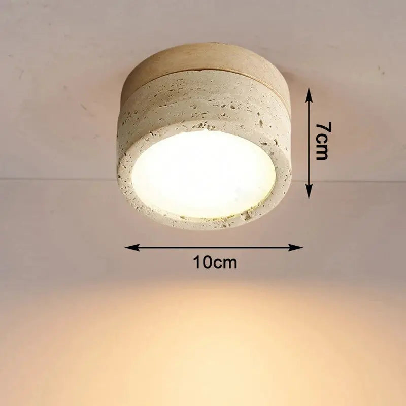 Simples Market stone LED ceiling light, cream Wabi Sabi finish, 10cm diameter, 7cm height