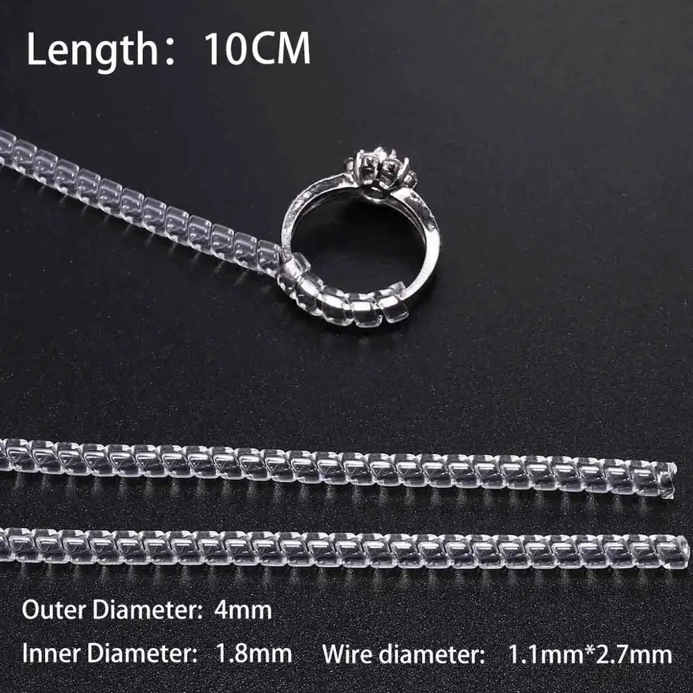 4 Pieces Transparent Spiral Ring Size Adjuster Tools Set For Jewelry Making Spring Coil Guard Tightener Reducer