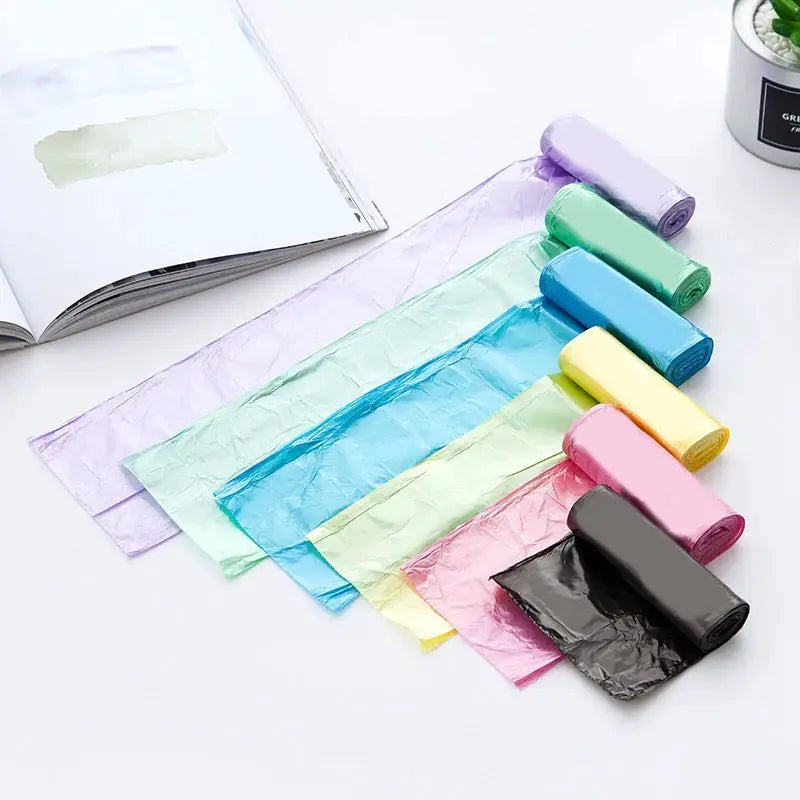 Simples Market disposable flat-mouth garbage bags on a roll, thickened and strong, 45x50cm, colorful assortment.