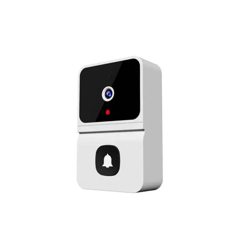 Wireless doorbell camera with night vision, white and black outdoor unit