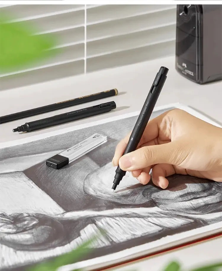 Faber-Castell retractable eraser pencil in black for precise corrections