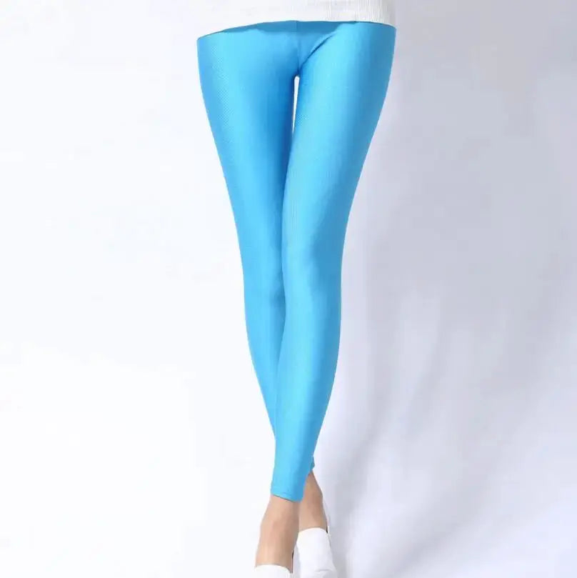VivaWear Spring Solid Candy Neon Leggings For Women High Stretch Breathable Polyester All Day Comfort