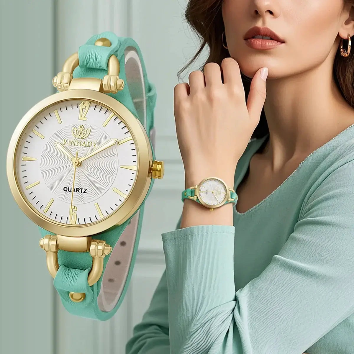 TimelyAura Vintage Ultra Thin Leather Strap Women Quartz Watch Slim Minimalist Wristwatch Gift For Her