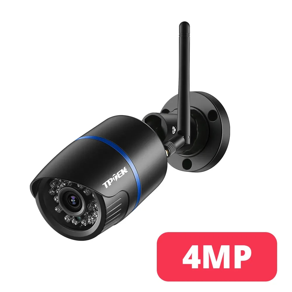 4MP outdoor WiFi bullet IP camera with antenna and wall-mount bracket