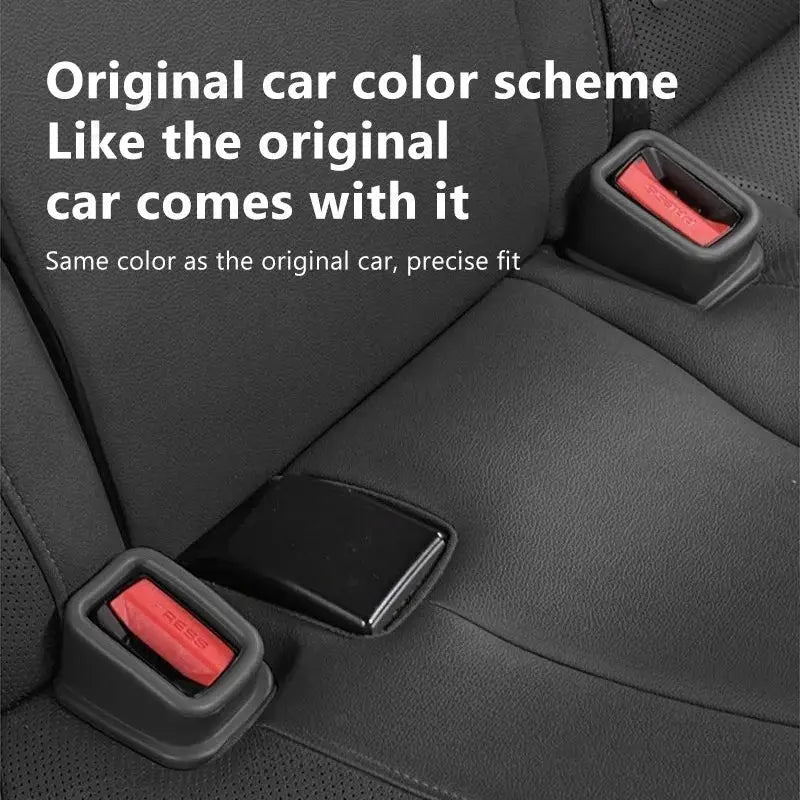 Car seat belt slot fixer 2-piece set, anti-slip silicone holders in black
