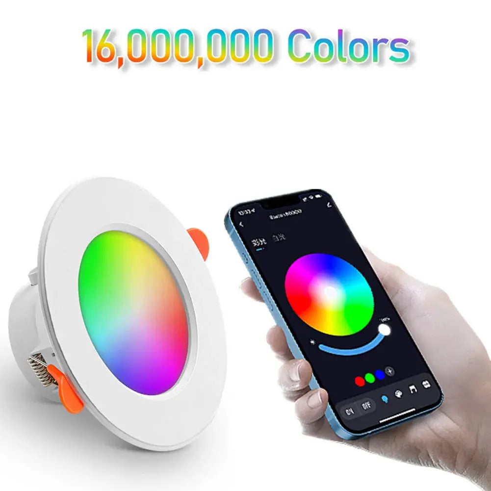 LED downlight, white 10W RGB-CW full color, dimmable, Tuya smart app control, ceiling recessed