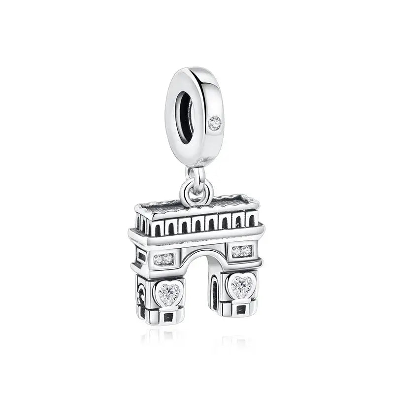 925 Sterling Silver Travel Theme Charms Beads London Bus Paris Suitcase Sam Panda Bracelets Necklaces Women DIY Jewelry