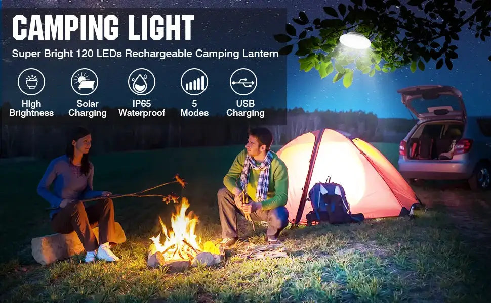 LED leaf camping lamp, solar USB rechargeable outdoor tent camping light