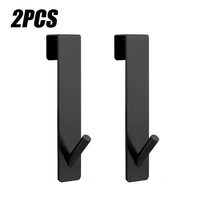 2pcs black stainless steel over-glass S-shaped robe hooks for shower door