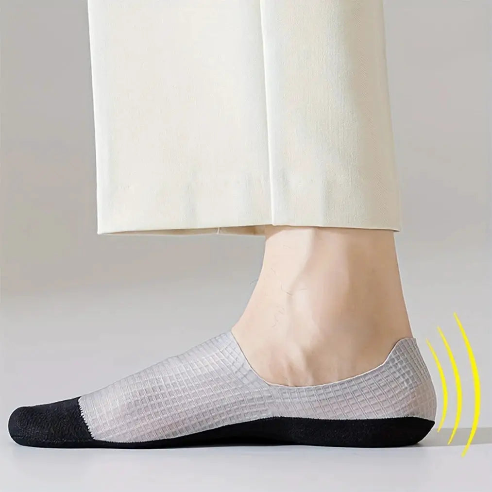 Mens Invisible Socks Thin Breathable Waffle Pattern Anti Friction Sweat Absorbing Casual Mesh Socks 3 Pairs