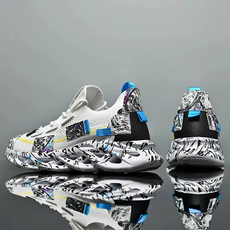 Mens Casual Sneakers Breathable Flyknit Upper Running Shoes Luxury Trainers For Everyday Wear