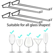 Stemware wine glass hanger rack, black under-cabinet storage, set of 2