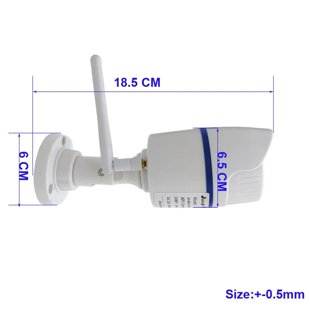 White outdoor WiFi IP camera with antenna and wall mount, 5MP/1080P security camera