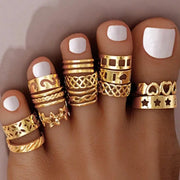 13 Piece Open Toe Rings Set For Women Adjustable Minimalist Hollow Heart Geometric Foot Jewelry For Summer Beach