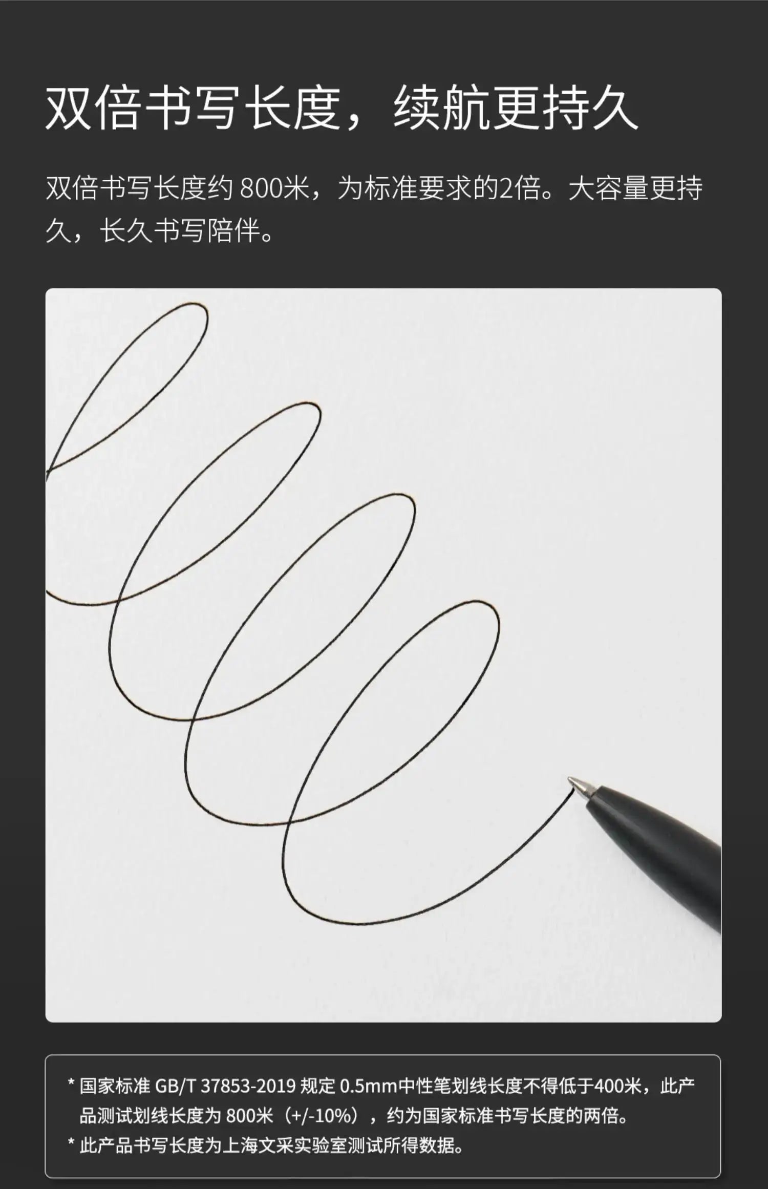 KACO gel pen with metal clip, black 0.5mm ink, writing a looping cursive on white paper