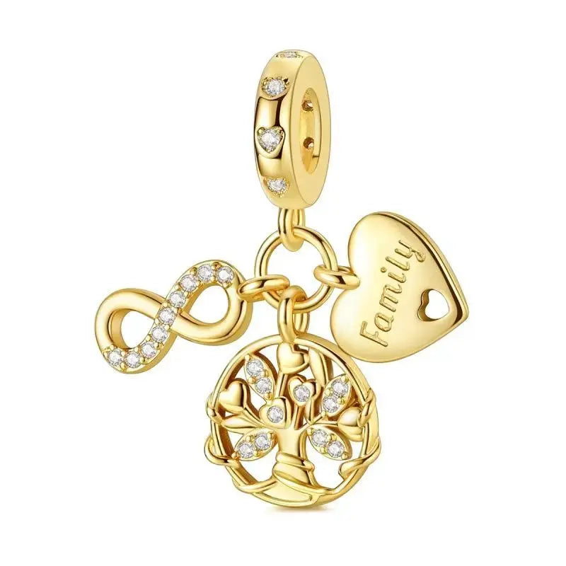 925 Sterling Silver Gold DIY Charms Beads Inlaid Zirconium Sun Leopard Pendants Fit Bracelet For DIY Jewelry Making