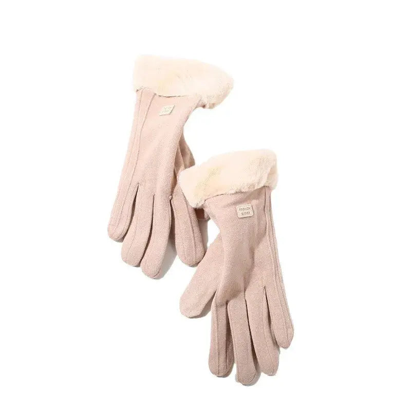 ArcticGlow Women Thick Plush Gloves Ultra Warm With Suede Accents For Driving And Cycling