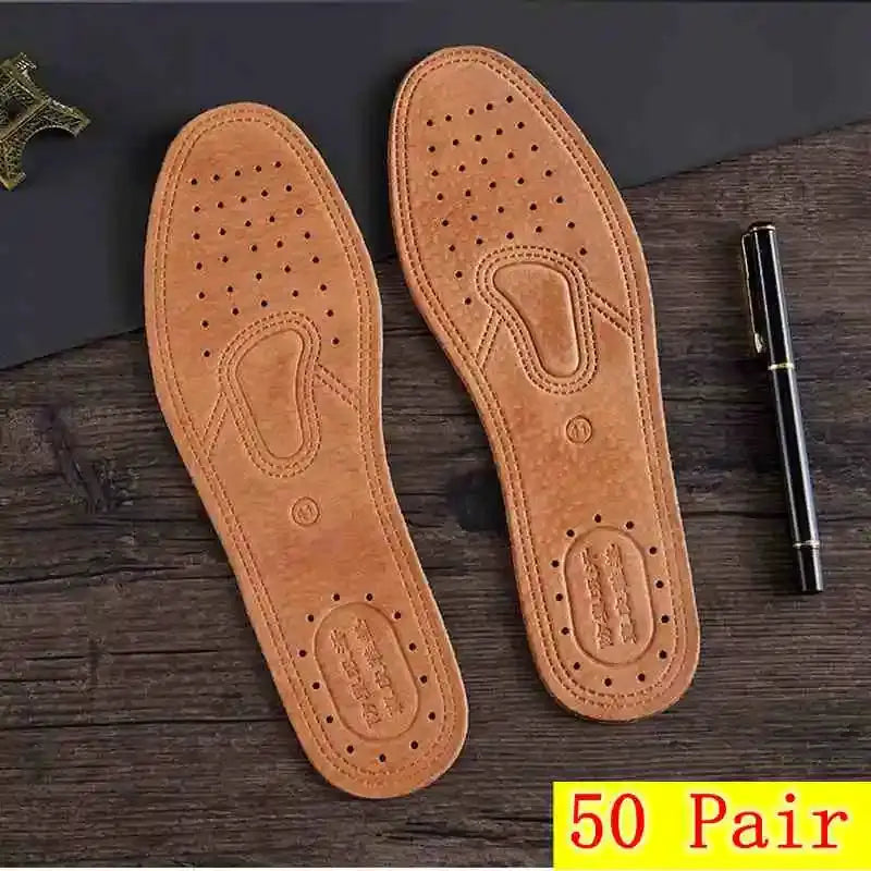 1 Pair Cowhide Insoles For Men Genuine Leather Deodorant Breathable Insoles For Shoes And Flats