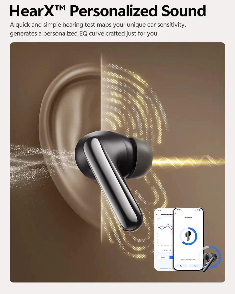 QCY MeloBuds N60 HT19 wireless black earbuds with coaxial dual drivers