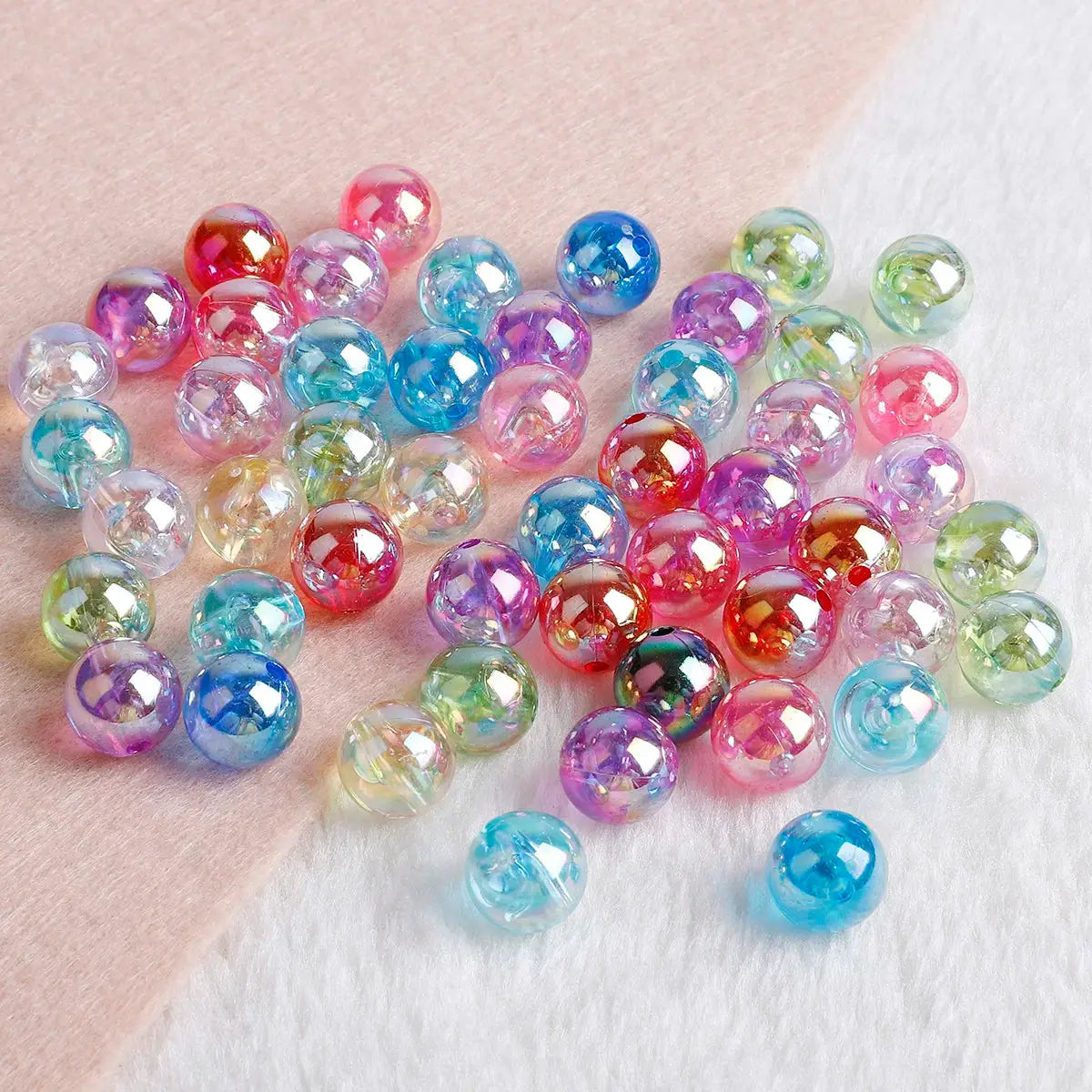100 Pcs Mixed Color Crystal Round AB Spacer Beads Plastic Loose Beads For DIY Jewelry Making Earrings Accessories