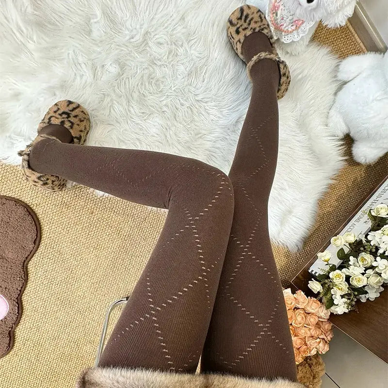 VelvetWeave Knitted Tights For Women Ultra Thin Jacquard Pantyhose For Autumn And Winter Warmth