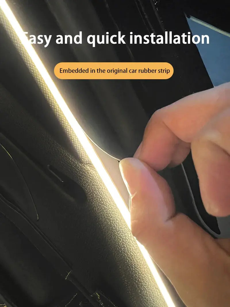 Car interior LED light strip by Simples Market, high-brightness white ambient lighting for trunk area.