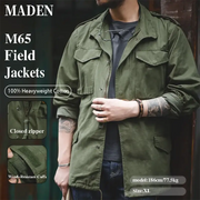 Maden M65 Field Jacket for men in green heavyweight cotton with zip front and pockets