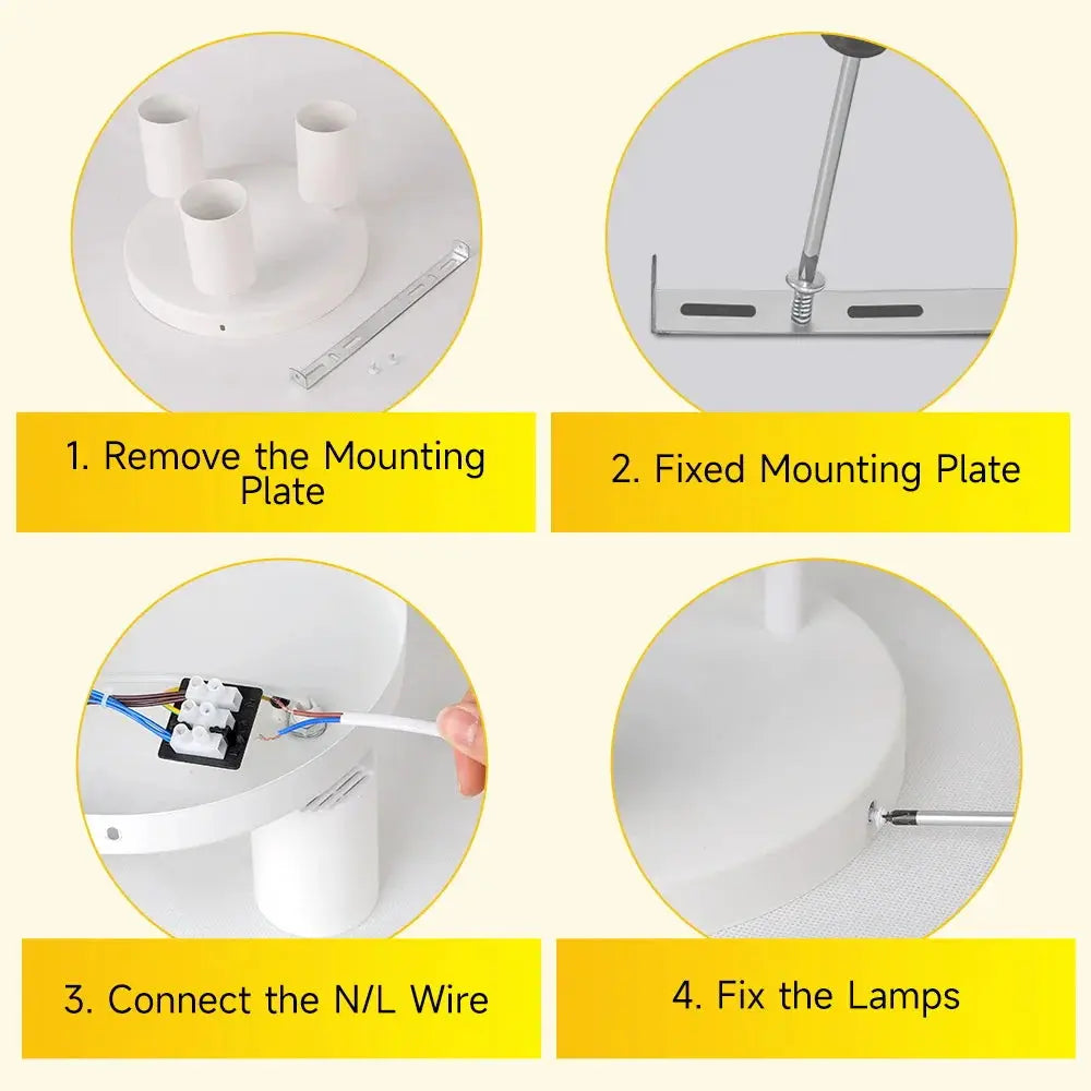 Simples Market modern GU10 LED spotlight ceiling light kit with white cylindrical lamp holders and metal mounting plate