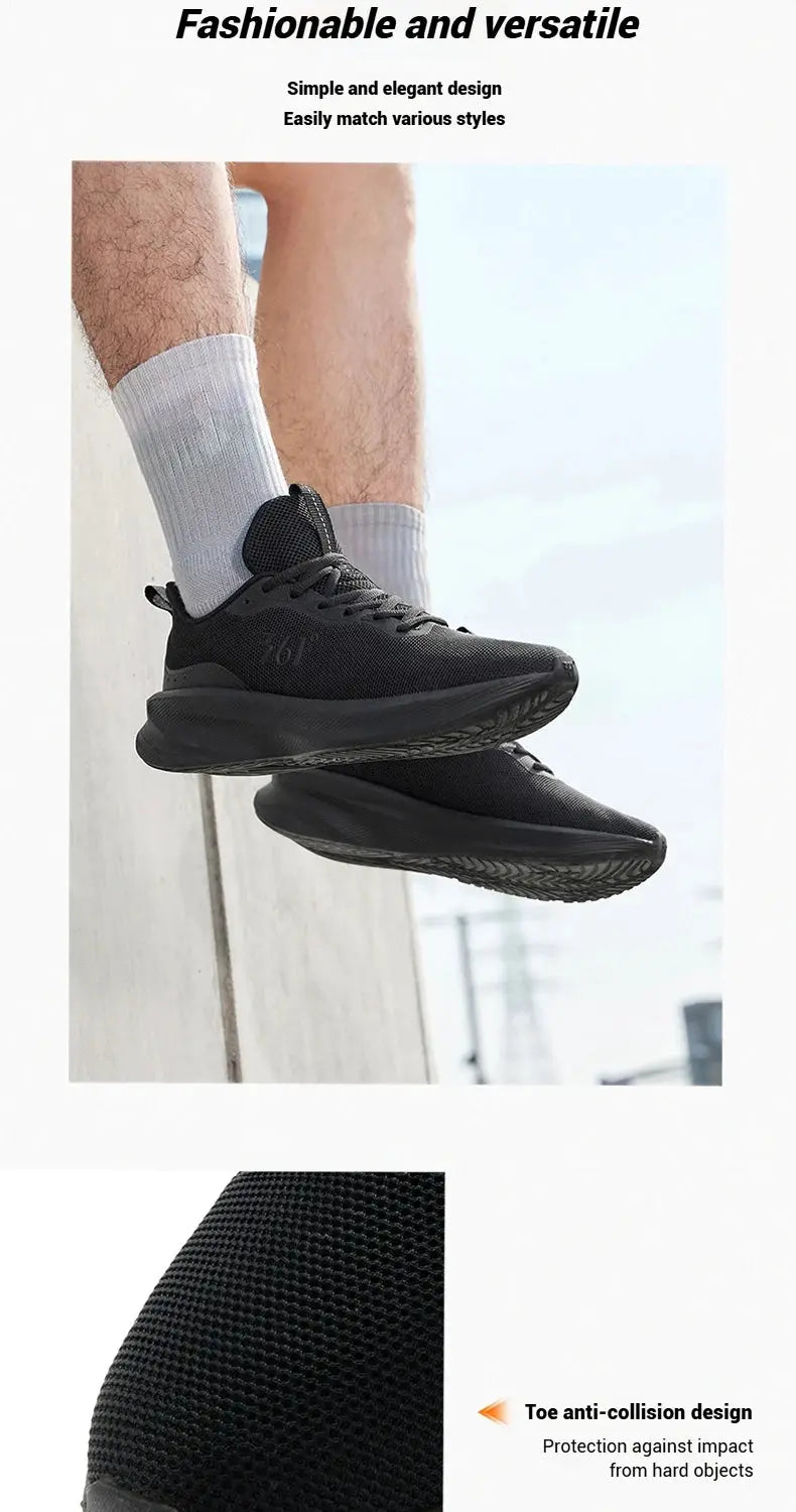 361 Degrees Fengye 5.0 running shoes, black mesh upper with lightweight cushioned sole