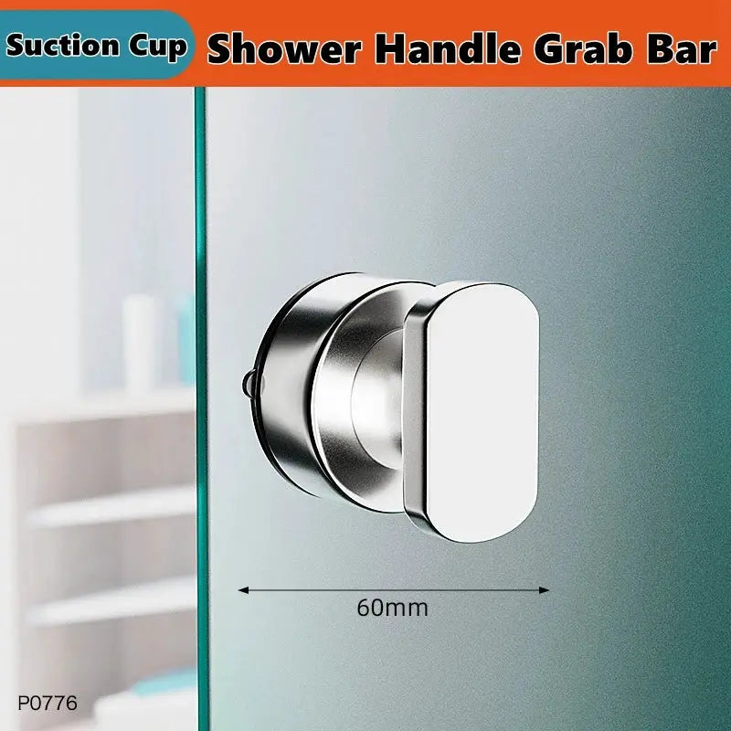 Suction cup shower handle grab bar for glass showers, chrome finish, 60mm base, Simples Market