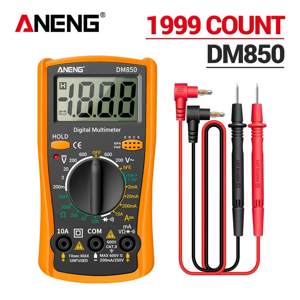 ANENG DM850 Digital Multimeter 1999 Counts Auto Range AC DC Voltage Ohm Current Ammeter Tester Tool
