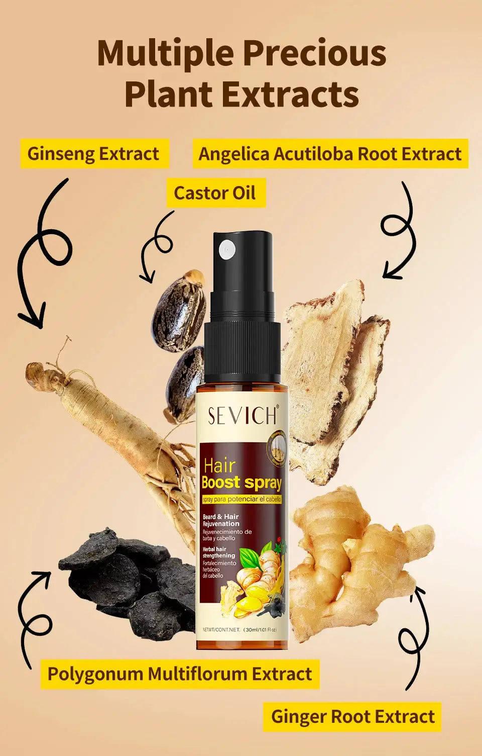 Sevich 30ml Hebal Oil Essence Fast Hair Growth Spray Hair Loss Treatment Help for hair Growth Hair Care