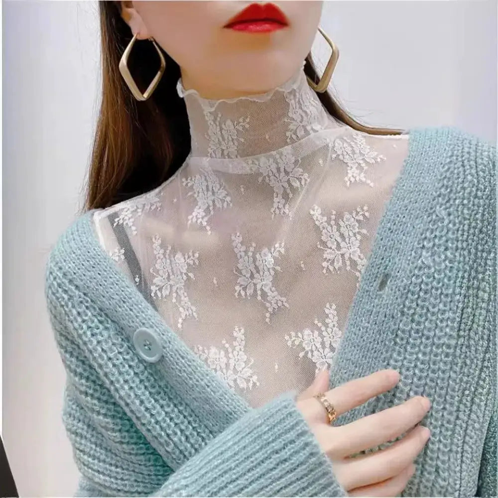 Detachable Lace Floral Fake Collar For Women Gauzy False Collar All Match Slim Lace Tank Top Accessory
