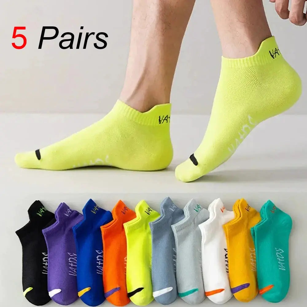 Men Ankle Socks Set 5 To 30 Pairs Breathable Odor Proof Sweat Absorbing Letter Sports Style Invisible Running Socks