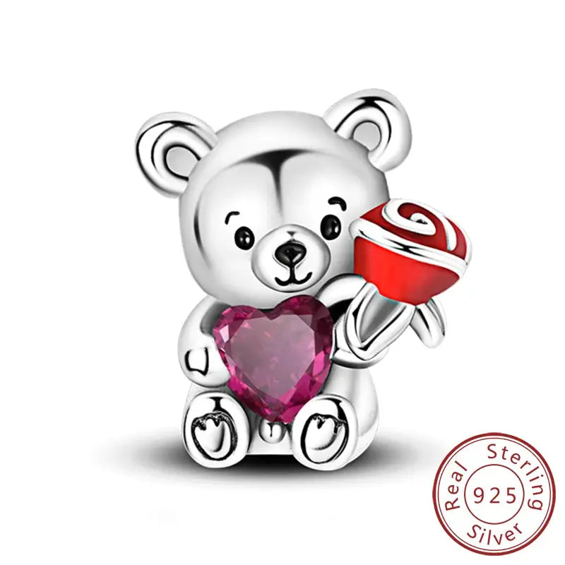 925 Sterling Silver Charms Beads Forever Love Heart Dangle For Bracelet Women Jewelry Gift Sister Family Life