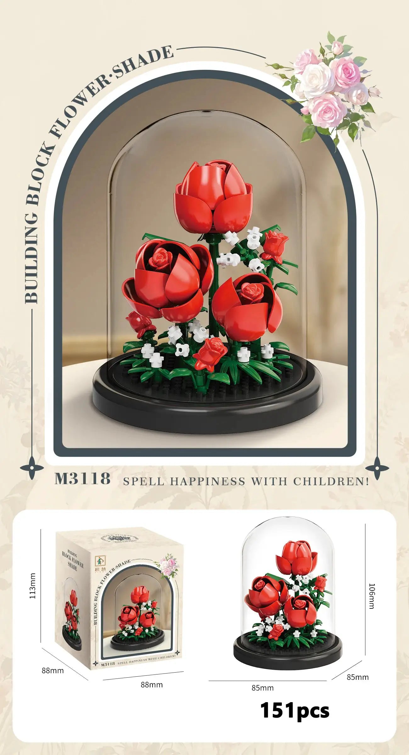 Eternal Flower Bouquet Bonsai Micro Building Blocks Model Home Decoration Puzzle Toy Gift For Kids Birthday Christmas