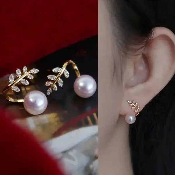 Exquisite Leaves Crystal Flower Stud Earrings For Women AAA Zircon Rose Butterfly Tassel Bridal Wedding Party Jewelry