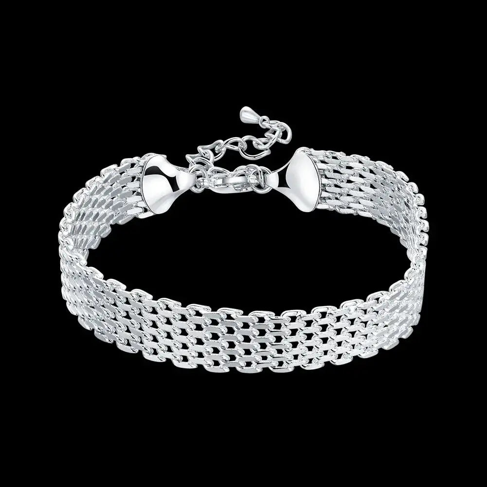 925 Sterling Silver Fine Chain Bracelet For Women And Men With Charms Wedding Gift Fashion Jewelry