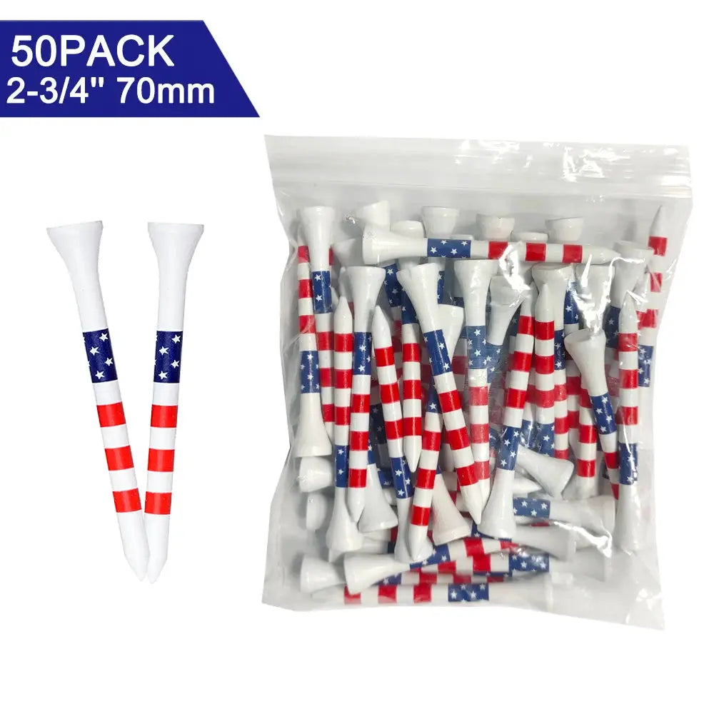 50 Pcs American Flag Bamboo Golf Tees Set Durable Eco Friendly Practice Tees Two Lengths Included