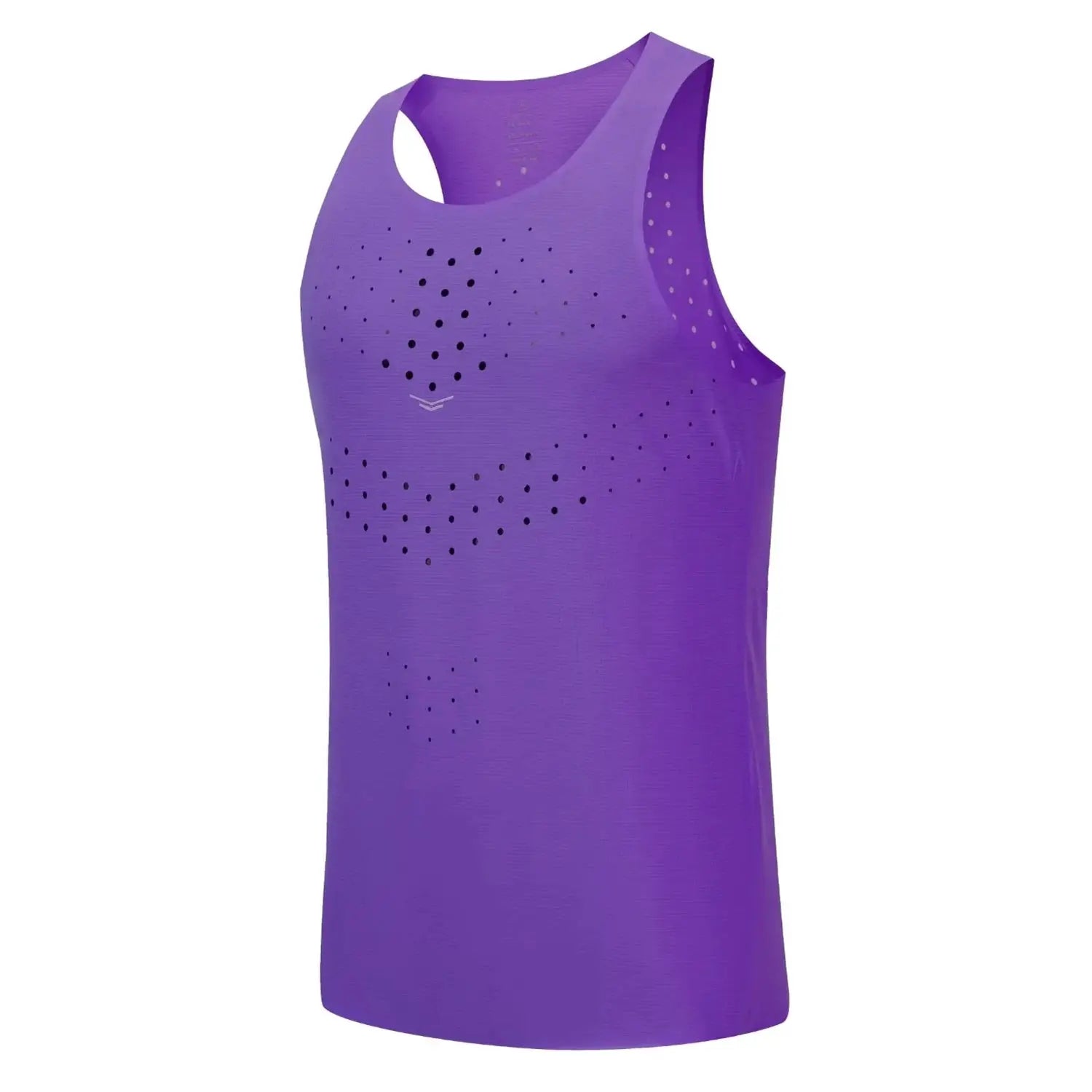 Simples Market purple athletic tank top, sleeveless running singlet with perforated ventilation holes.