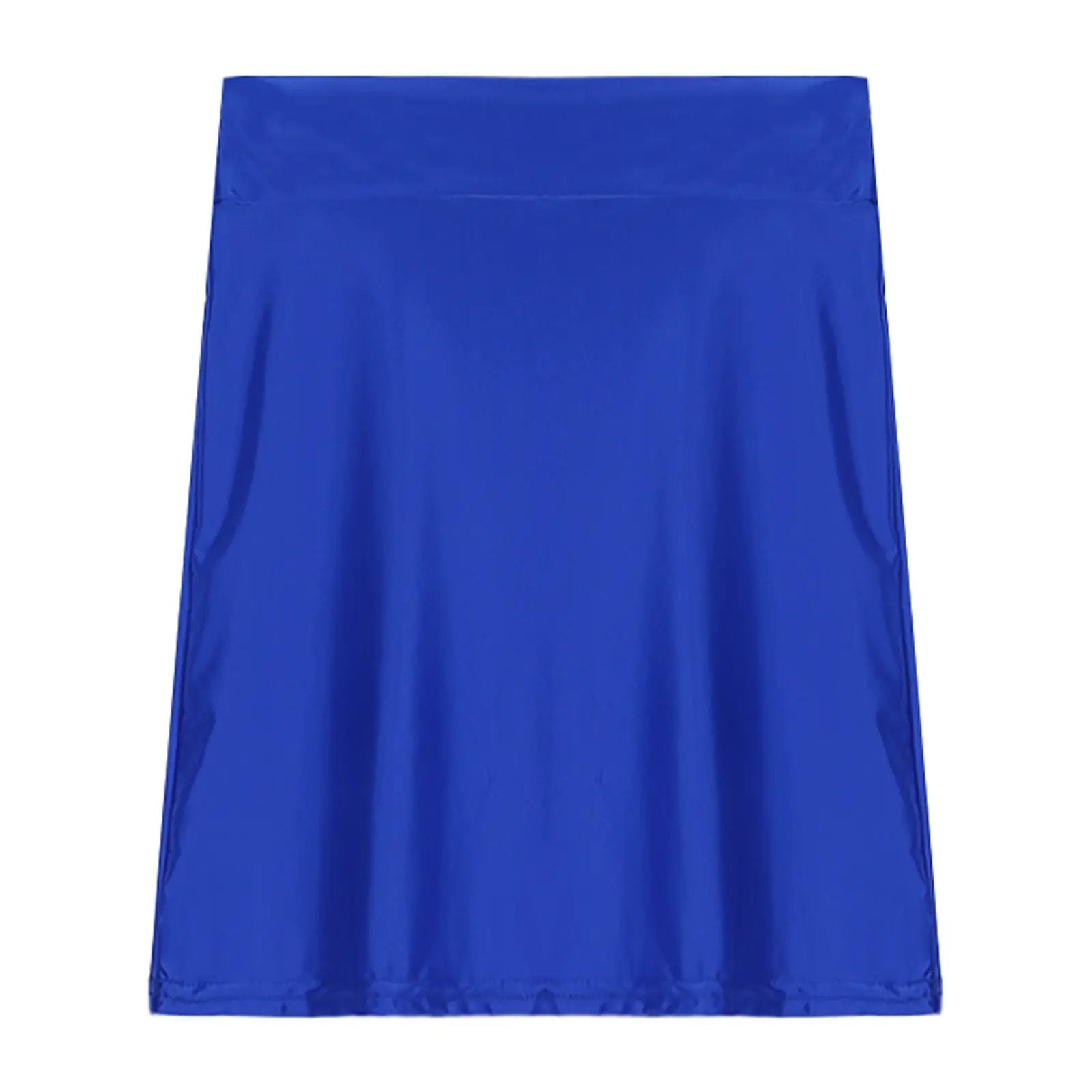 Blue glossy patent leather mini skirt for clubwear women