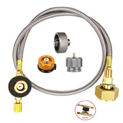 Simples Market camping gas refill adapter kit with braided stainless hose and brass connectors